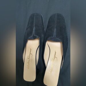 Salvatore Ferragamo Black Suede Flats